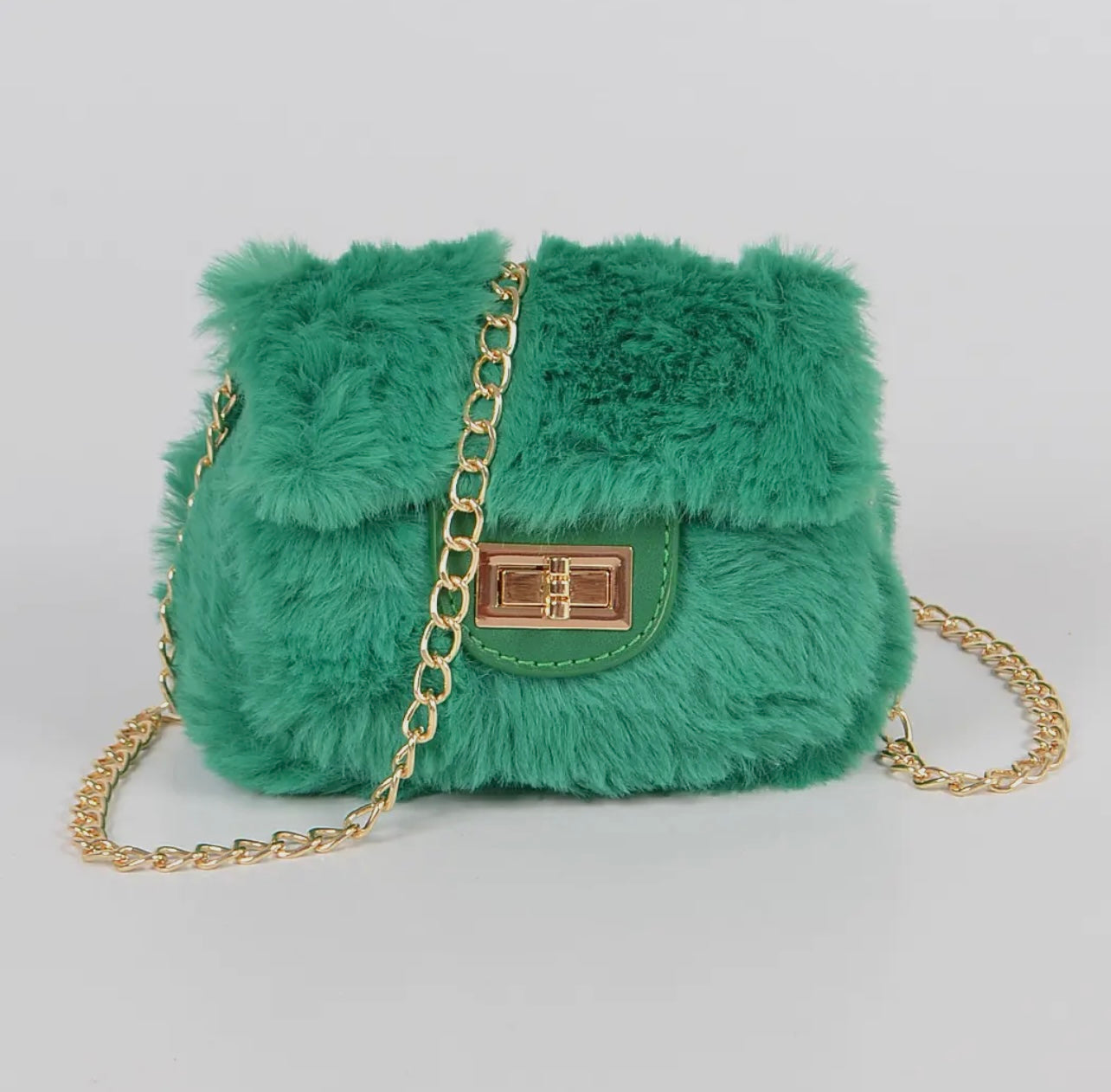 Green Faux Fur Bag