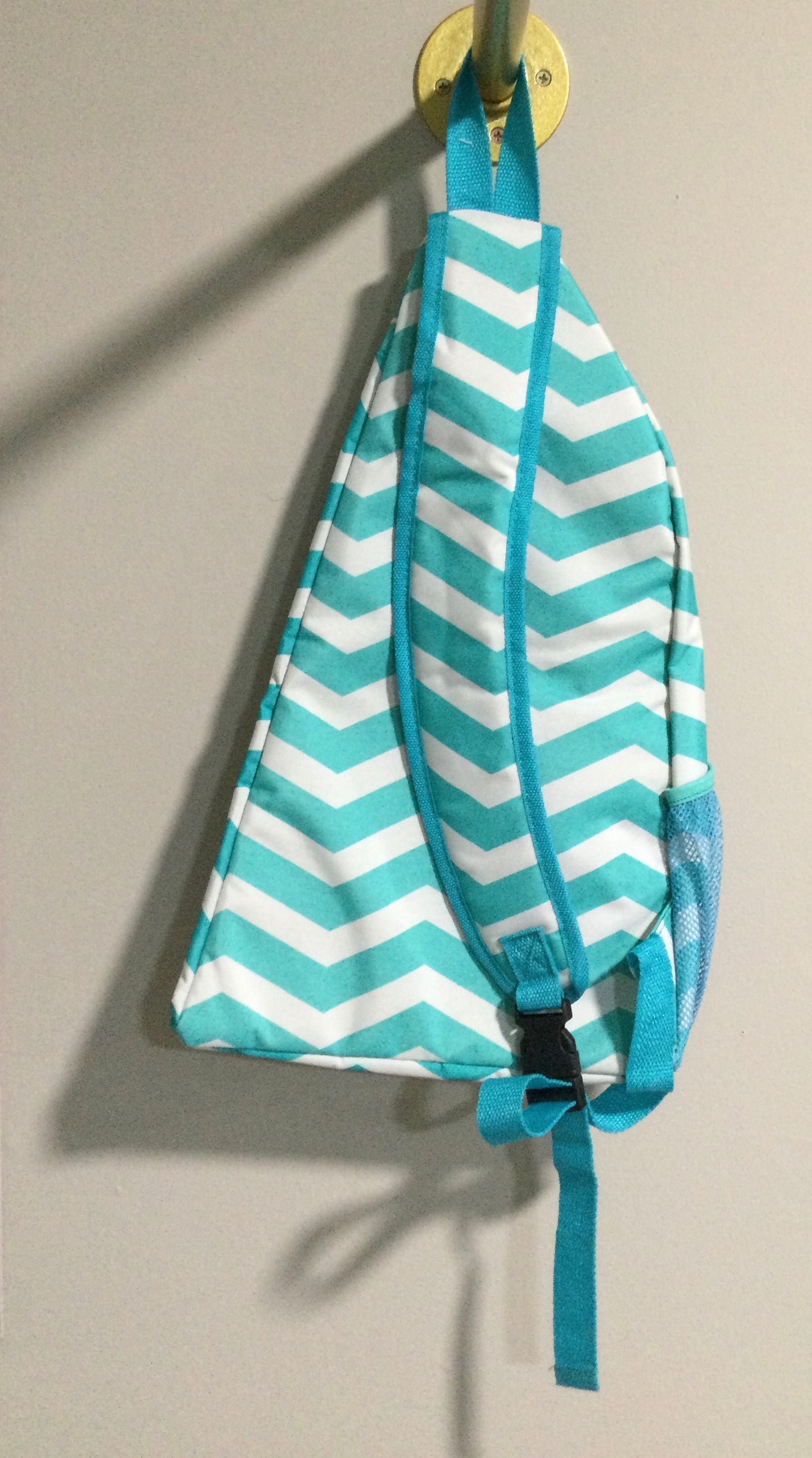 Blue/White Chevron Patterned Strap Bag